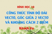 Công thức tính độ dài vectơ, công thức tính góc giữa 2 vectơ và công thức tính khoảng cách giữa 2 điểm - Toán lớp 10